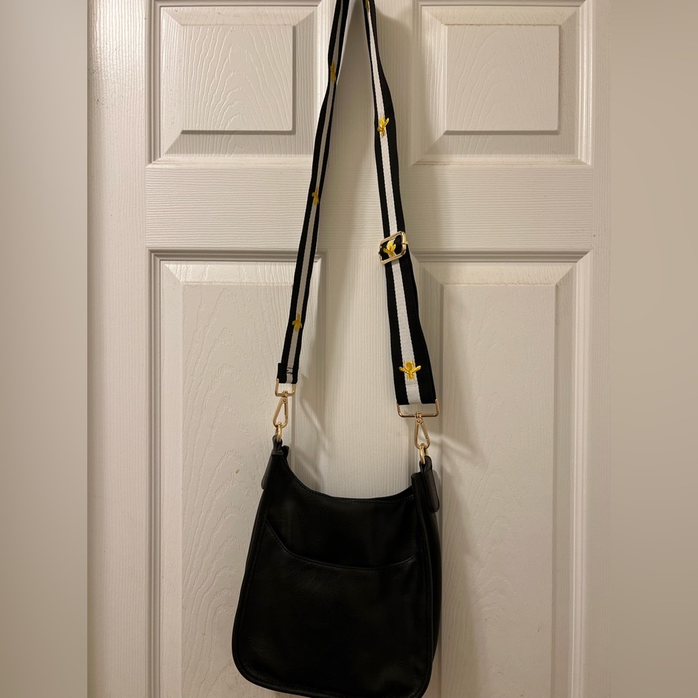 Ahdorned brand faux leather black crossbody